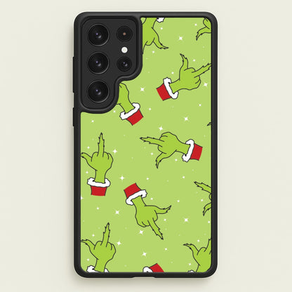 Green Middle Finger Christmas Pattern Galaxy S22 Ultra Case