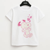 Cartoon Beagle Valentine Hearts Pattern Kids T-Shirt
