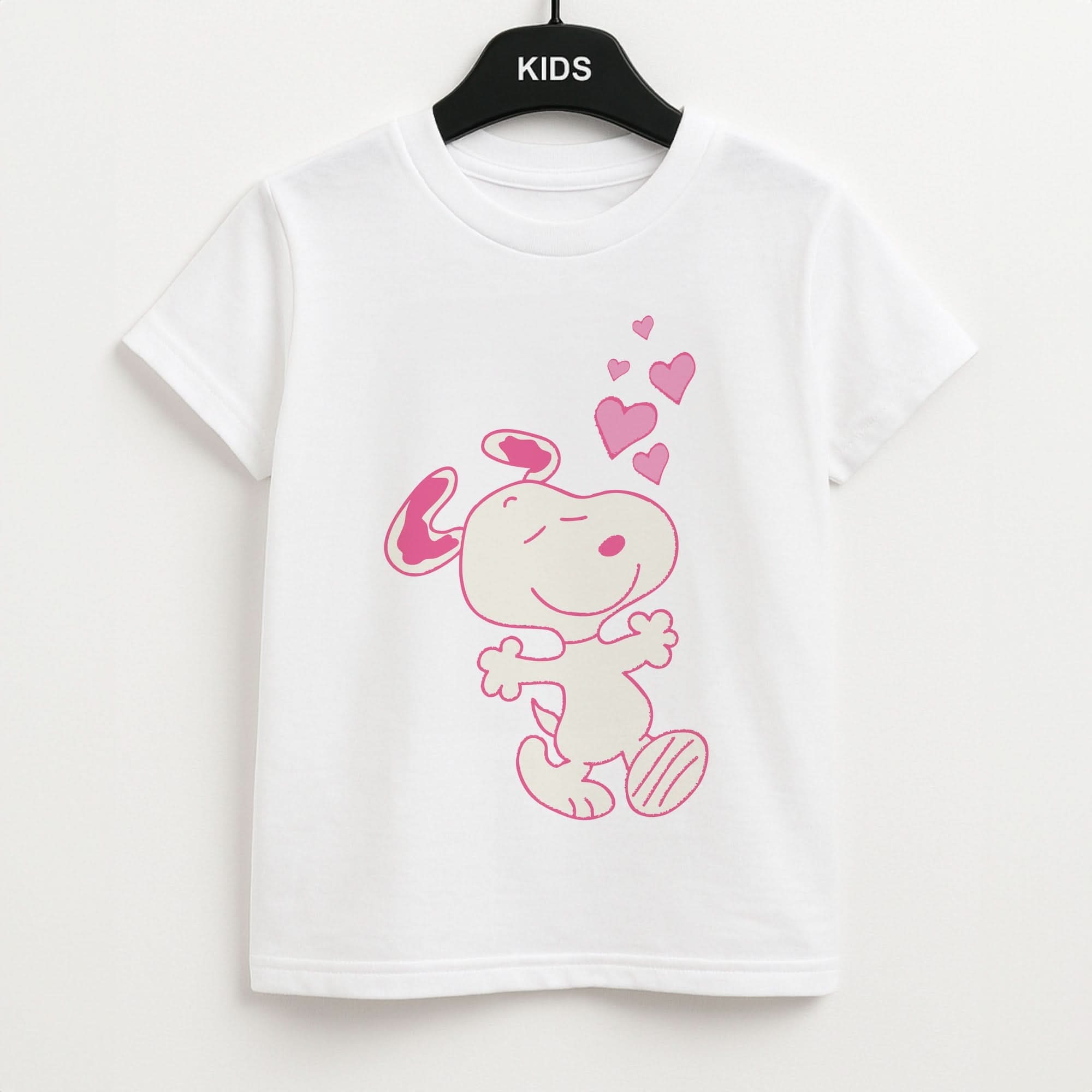 Cartoon Beagle Valentine Hearts Pattern Kids Unisex T-Shirt