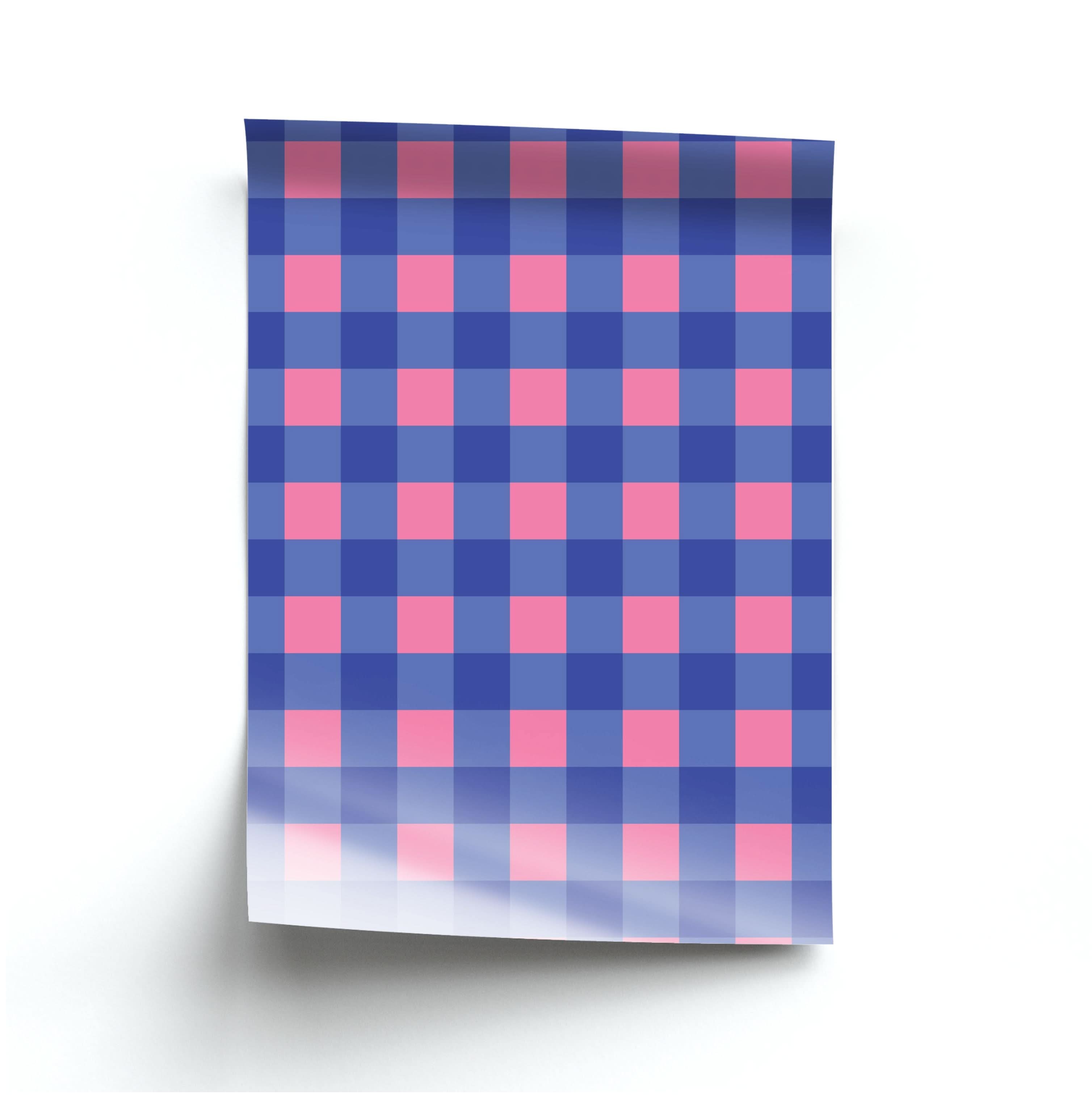 Pink And Blue Checkered Pattern Poster