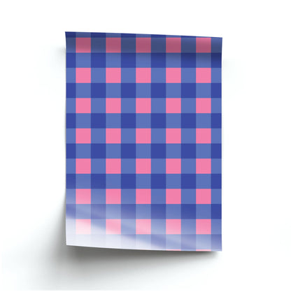 Pink And Blue Checkered Pattern Poster