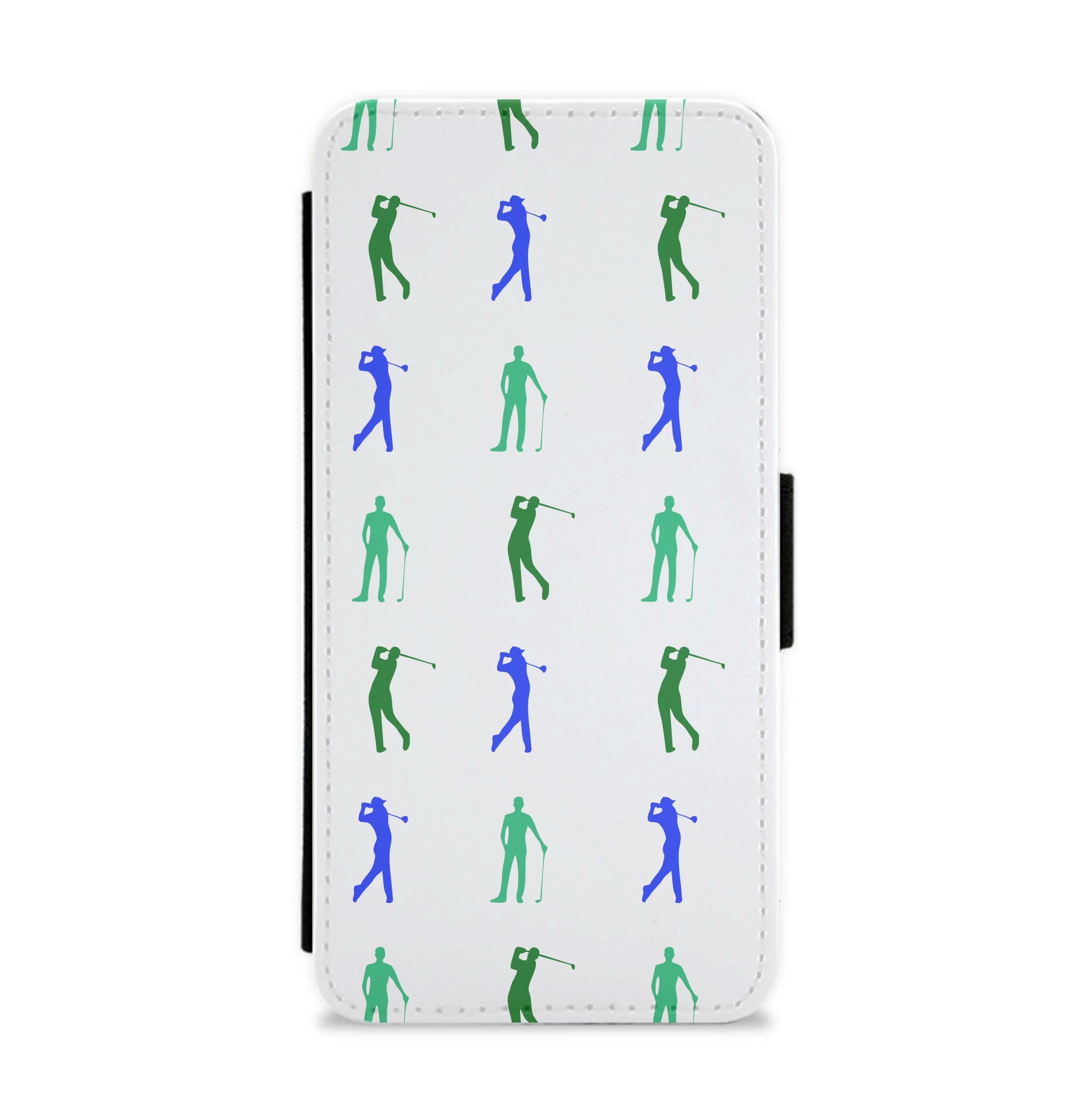 Golfer Silhouettes Pattern Flip / Wallet Phone Case