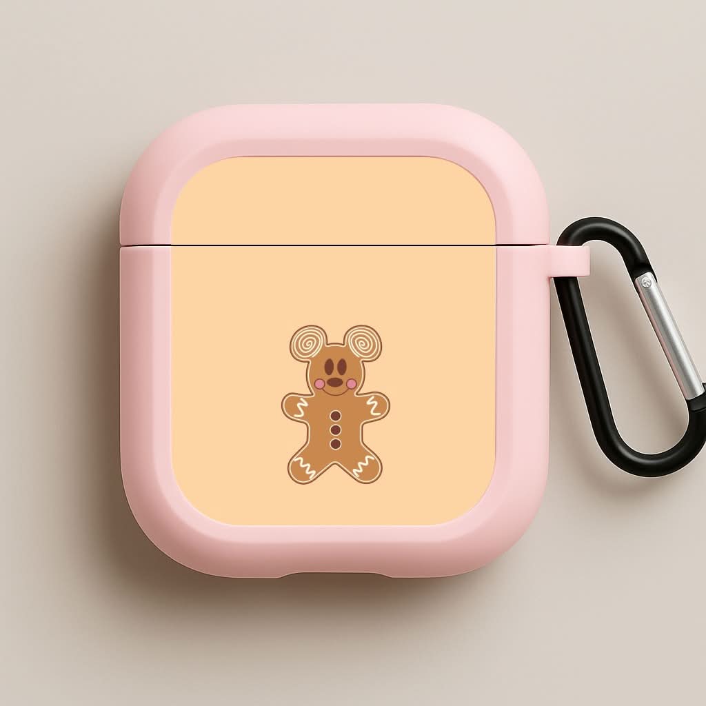 Cartoon Mouse Gingerbread Pink AirPods Case
