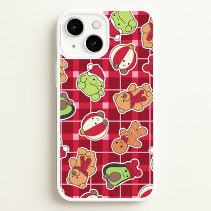 Christmas Plushies Tartan Pattern iPhone 13 Mini Case