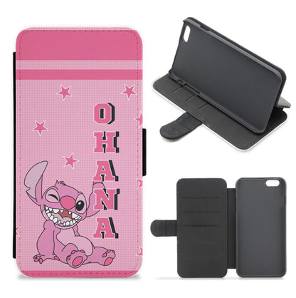 Pink Alien Ohana Flip / Wallet Phone Case