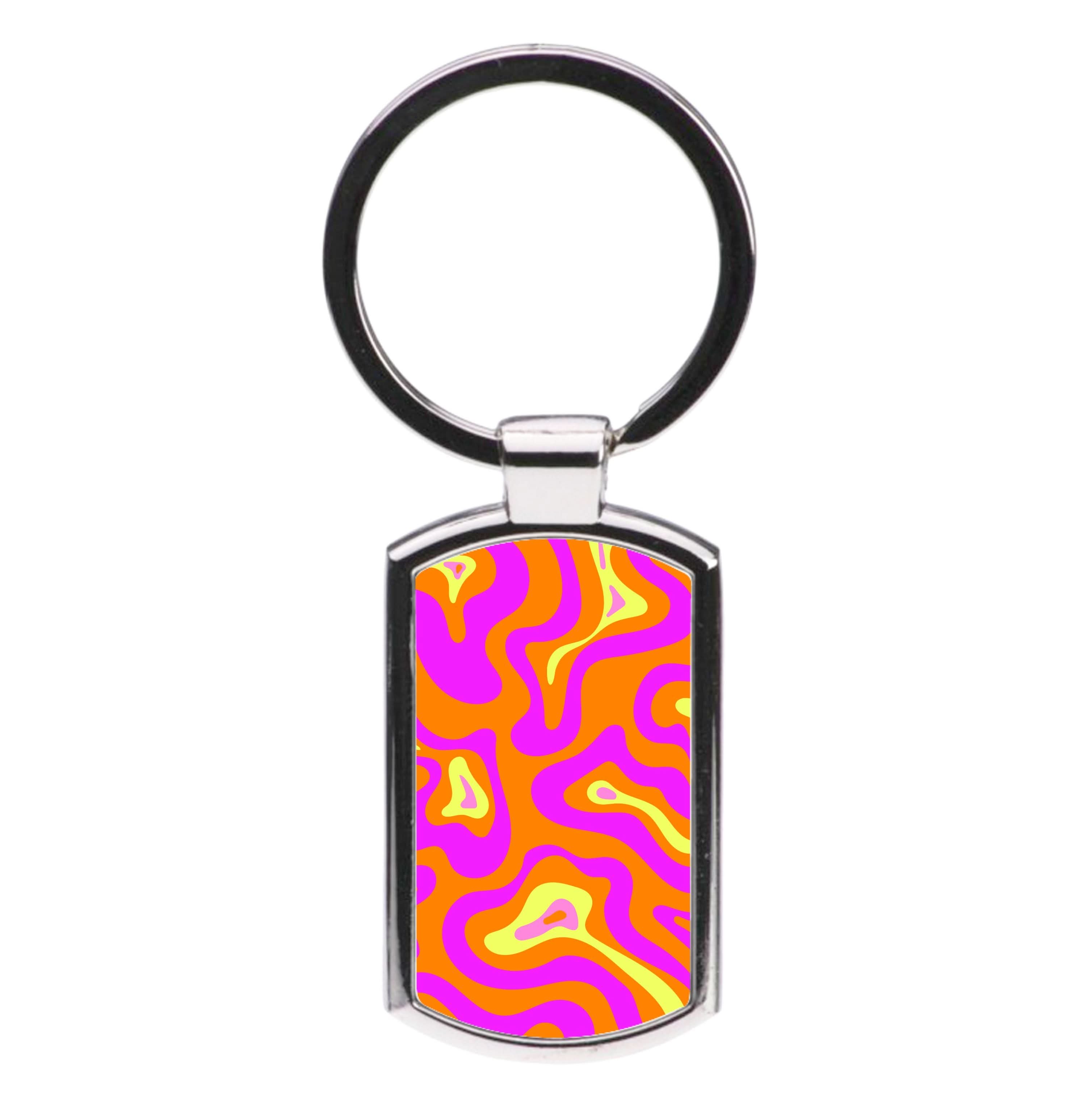 Orange And Pink Psychedelic Pattern Luxury Keyring