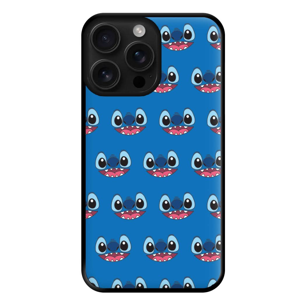 Blue Alien Face Pattern Phone Case for Apple iPhone, Samsung Galaxy, Huawei and Google Pixel