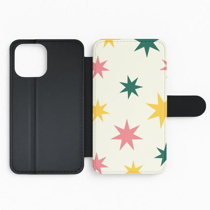 Colourful Christmas Stars Pattern Flip Phone Case