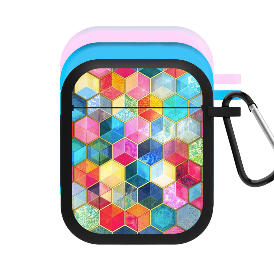 Colourful Honeycomb Pattern AirPods Case