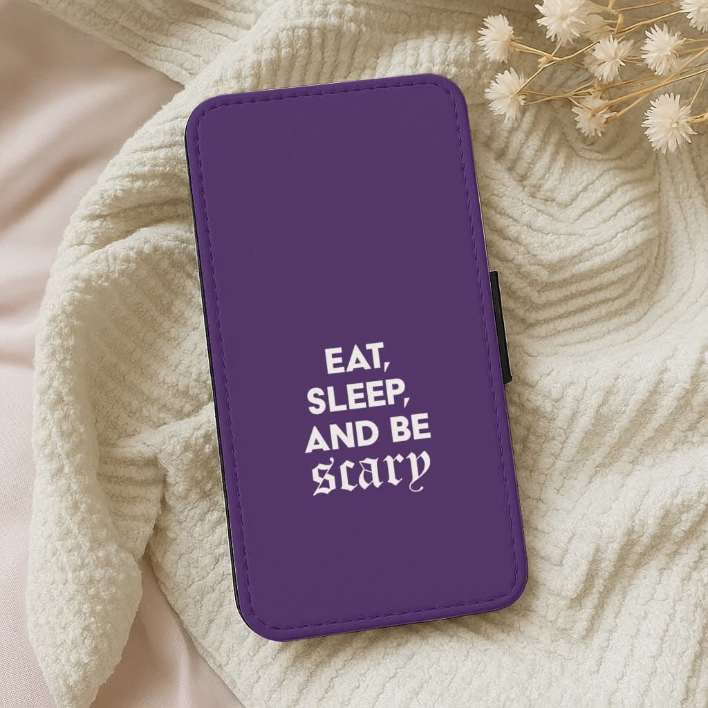 Eat, Sleep And Be Scary Leather Phone Case