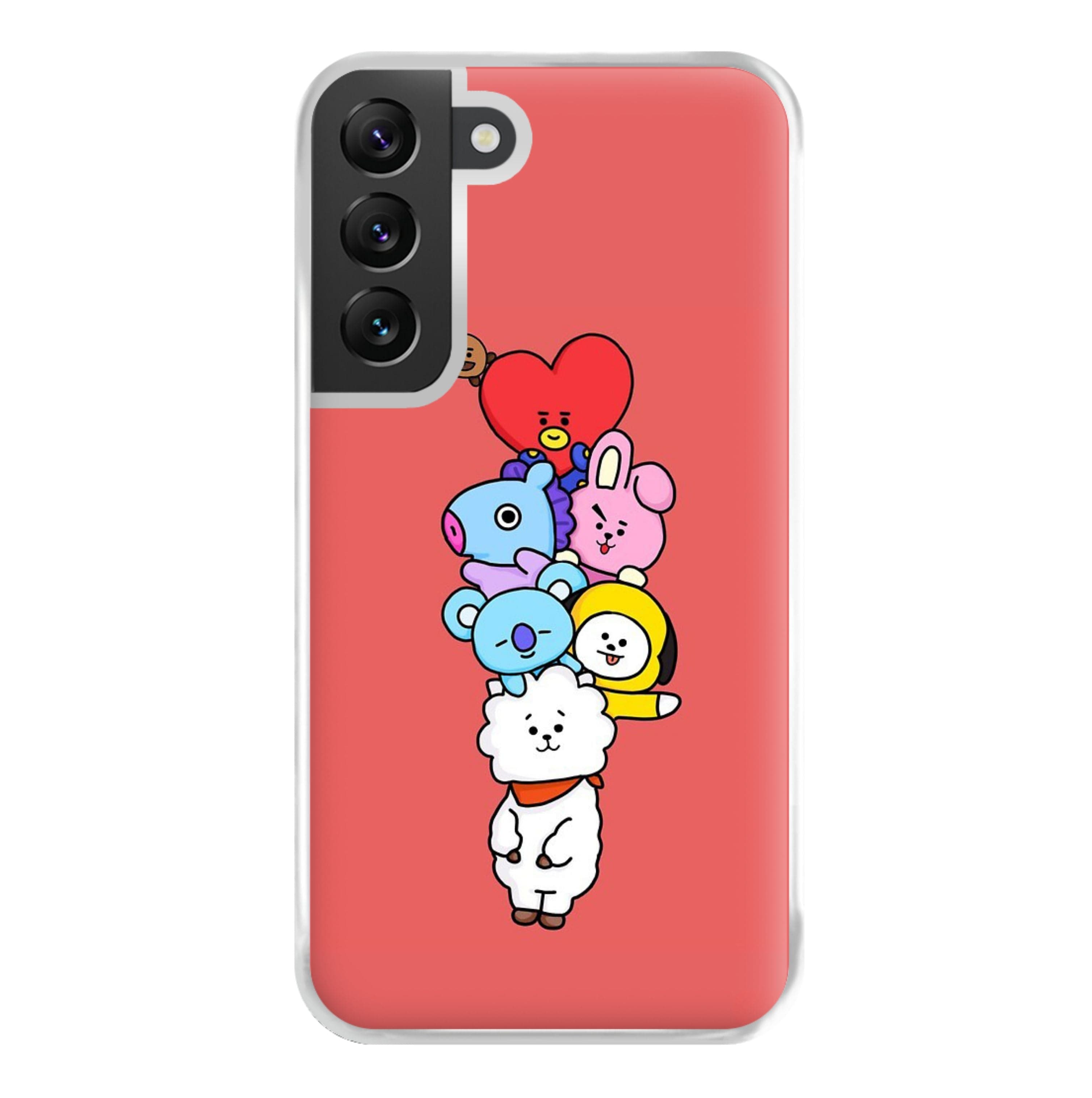 Red BT21 - RJ, Mang, Koya, Chimmy, Cooky, Shooky, Tata - K Pop Phone Case