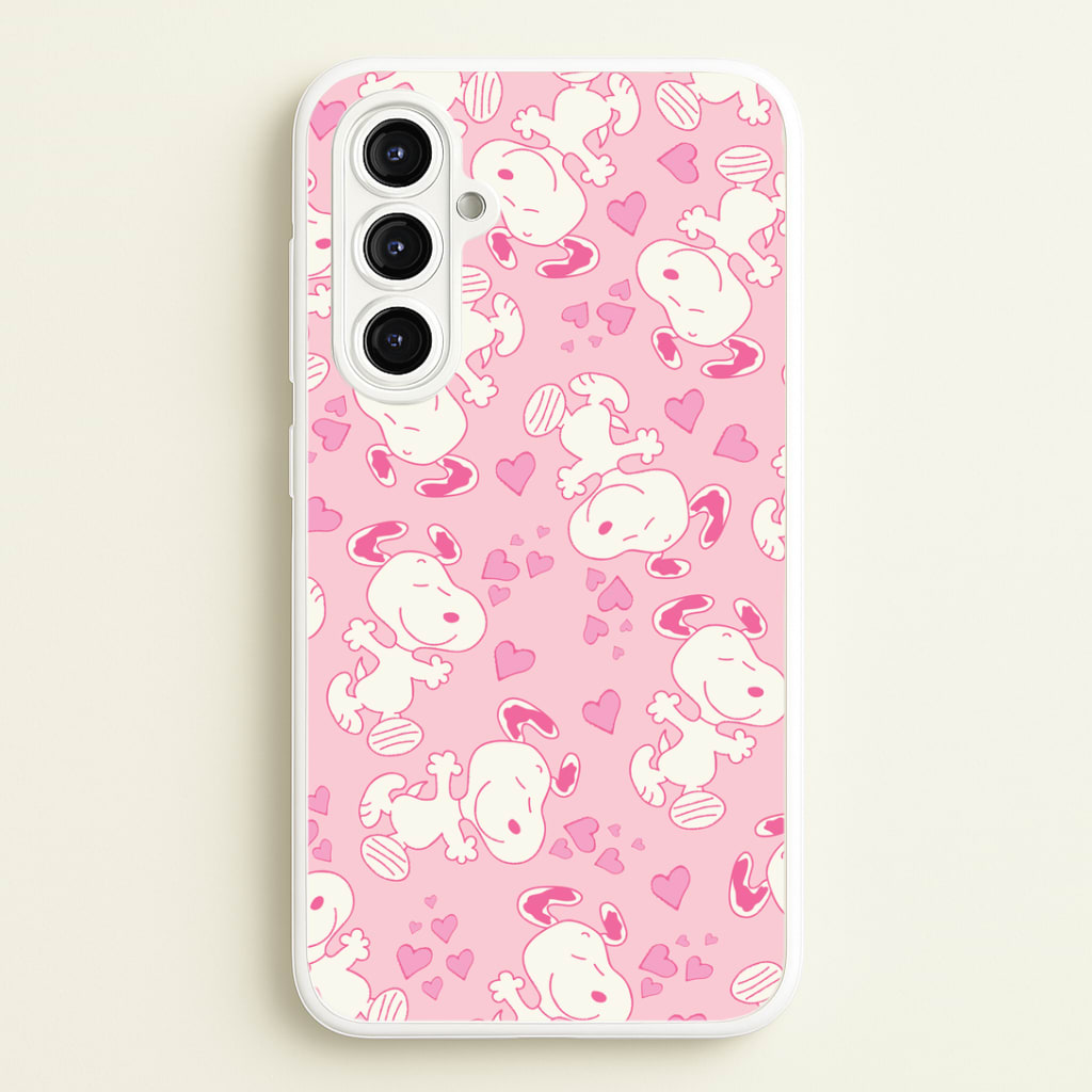 Cartoon Beagle Valentine Hearts Pattern Galaxy A16 Case
