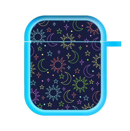 Sun, Moon And Stars Pattern Rainbow AirPods Case
