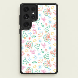 Neon Christmas Icons Pattern II Galaxy S22 Ultra Case