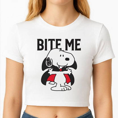Bite Me Cartoon Beagle Crop Top