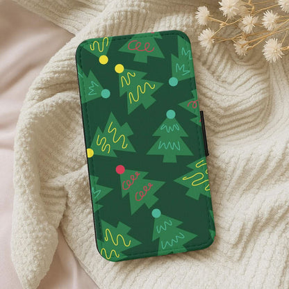 Abstract Christmas Trees Pattern Leather Phone Case