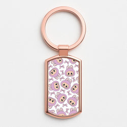 Cute Purple Monster And Bows Pattern Rose Gold Keyring