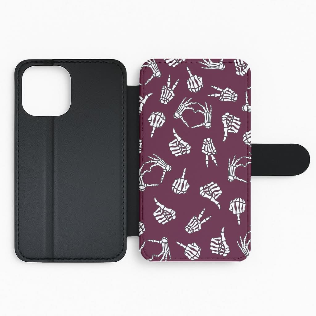 Skeleton Hands Pattern Flip Phone Case