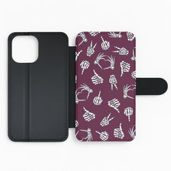 Skeleton Hands Pattern Flip Phone Case