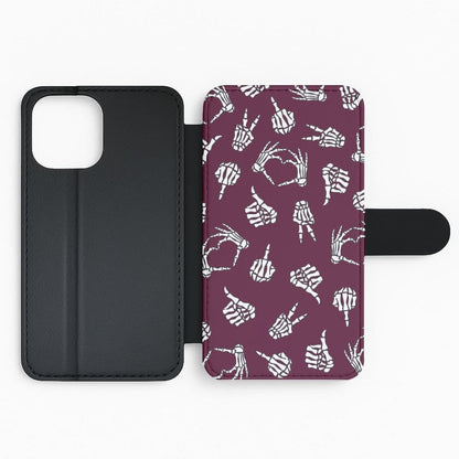 Skeleton Hands Pattern Flip Phone Case