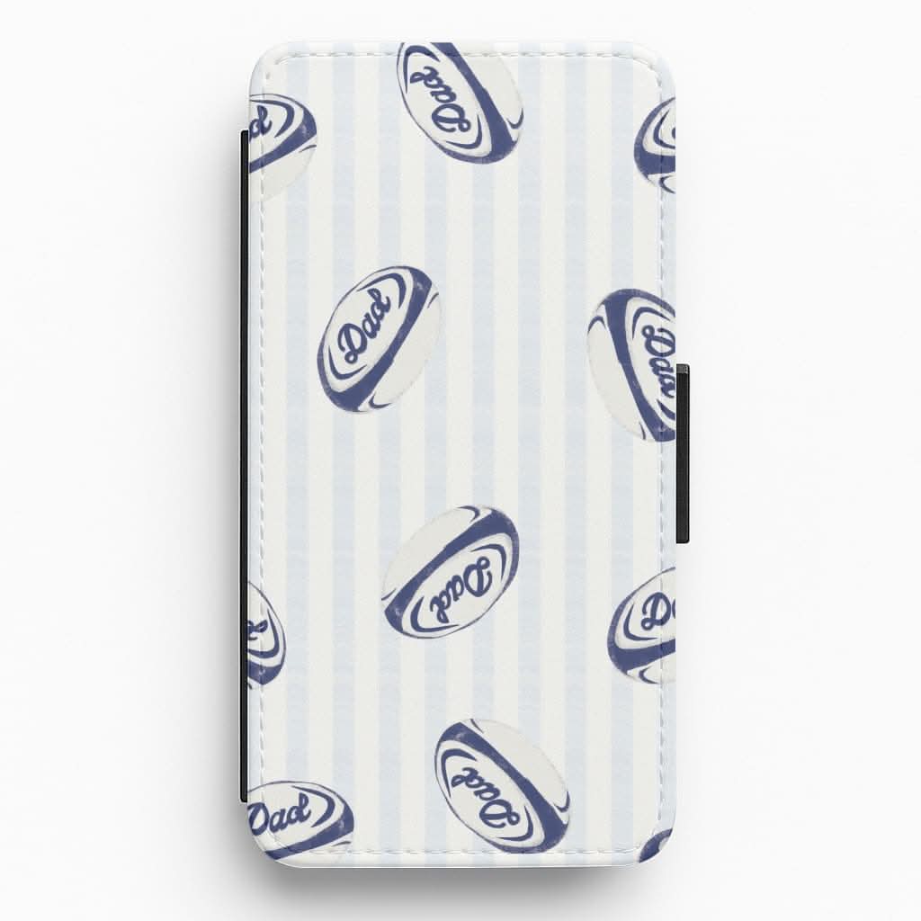 Dad Rugby Ball Pattern Flip / Wallet Phone Case