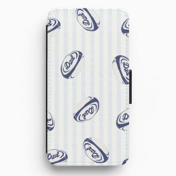 Dad Rugby Ball Pattern Flip / Wallet Phone Case