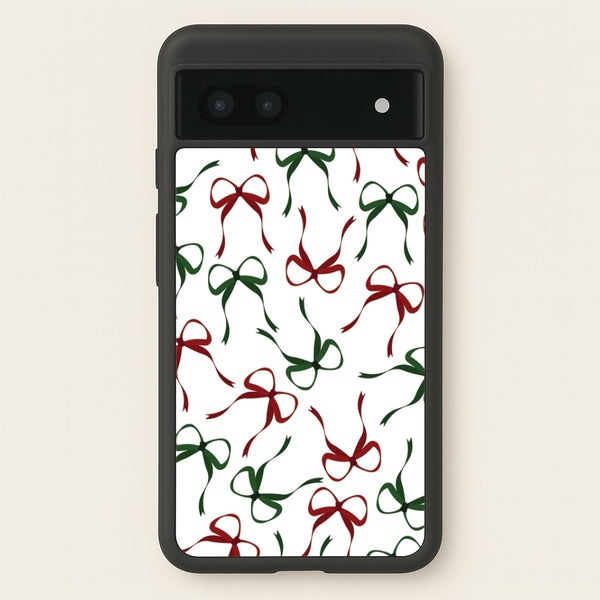 Red And Green Coquette Christmas Bows Pattern Google Pixel 6a Case