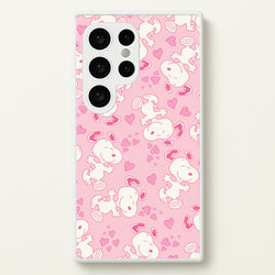 Cartoon Beagle Valentine Hearts Pattern Galaxy S24 Ultra Case