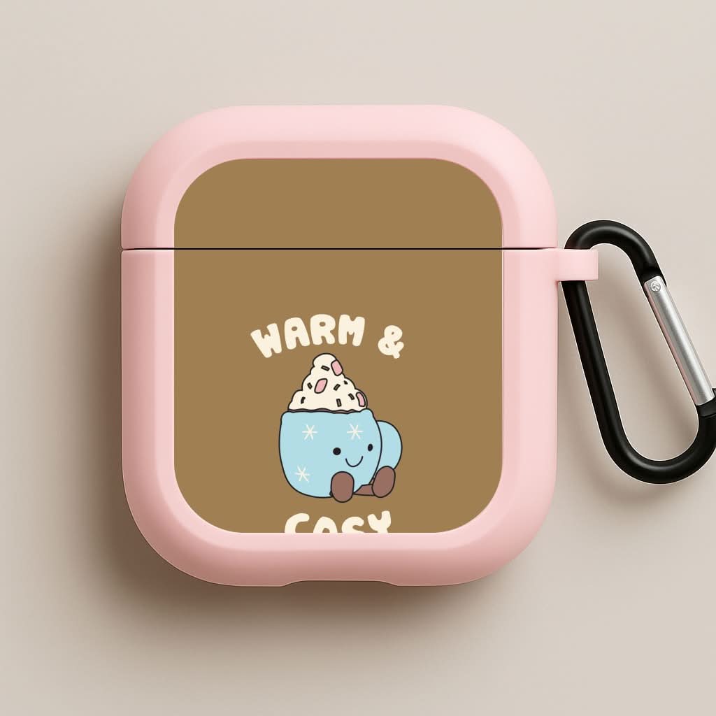 Hot Cocoa Plush Quote Pink AirPods Case