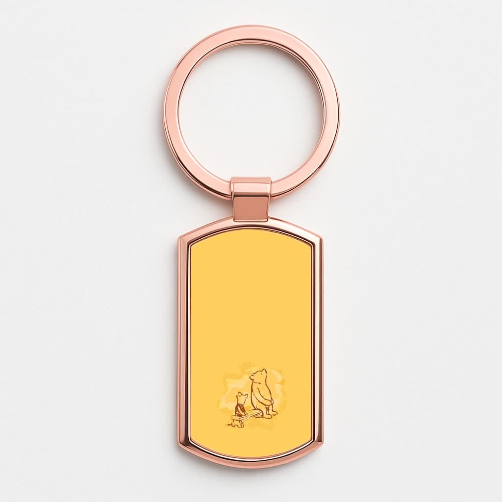Winnie & Pig Rose Gold Keyring