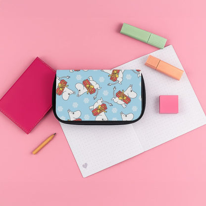 Present And Snowflakes Moom Pattern Pencil Case