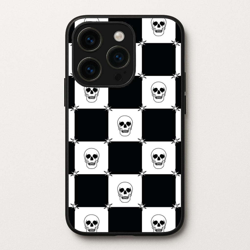 Checkered Skulls Pattern iPhone 14 Pro Case