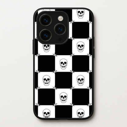 Checkered Skulls Pattern iPhone 15 Pro Max Case