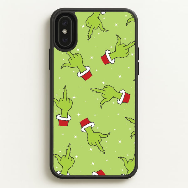 Green Middle Finger Christmas Pattern iPhone XS Max Case