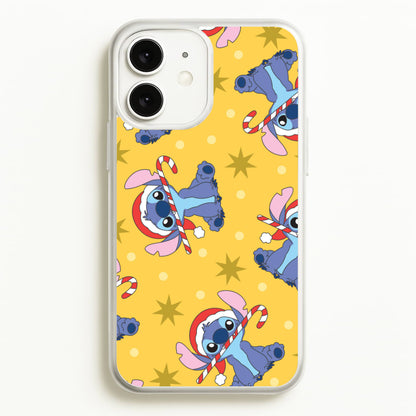 Cute Blue Alien Candycane Christmas Pattern iPhone 11 Case