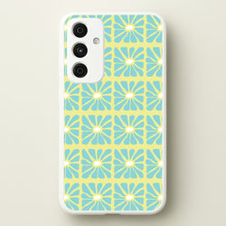 Square Abstract Flowers Blue Galaxy A55 Case