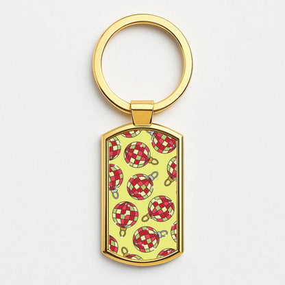 Disco Baubles Pattern Gold Keyring