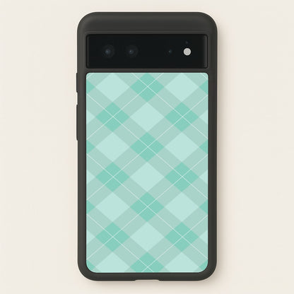 Light Cyan Tartan Christmas Pattern Google Pixel 6 Case