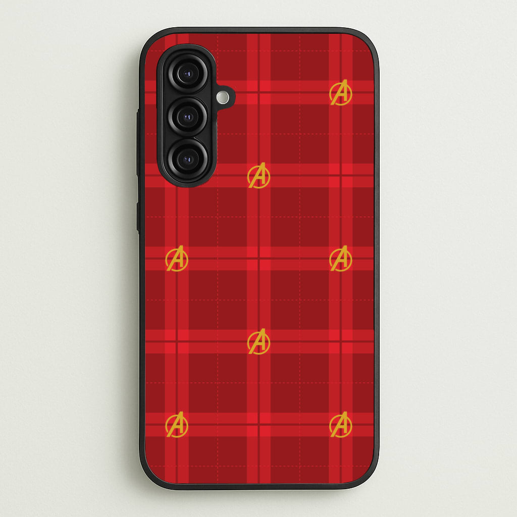 Superhero Team Red Tartan Pattern Galaxy A16 Case