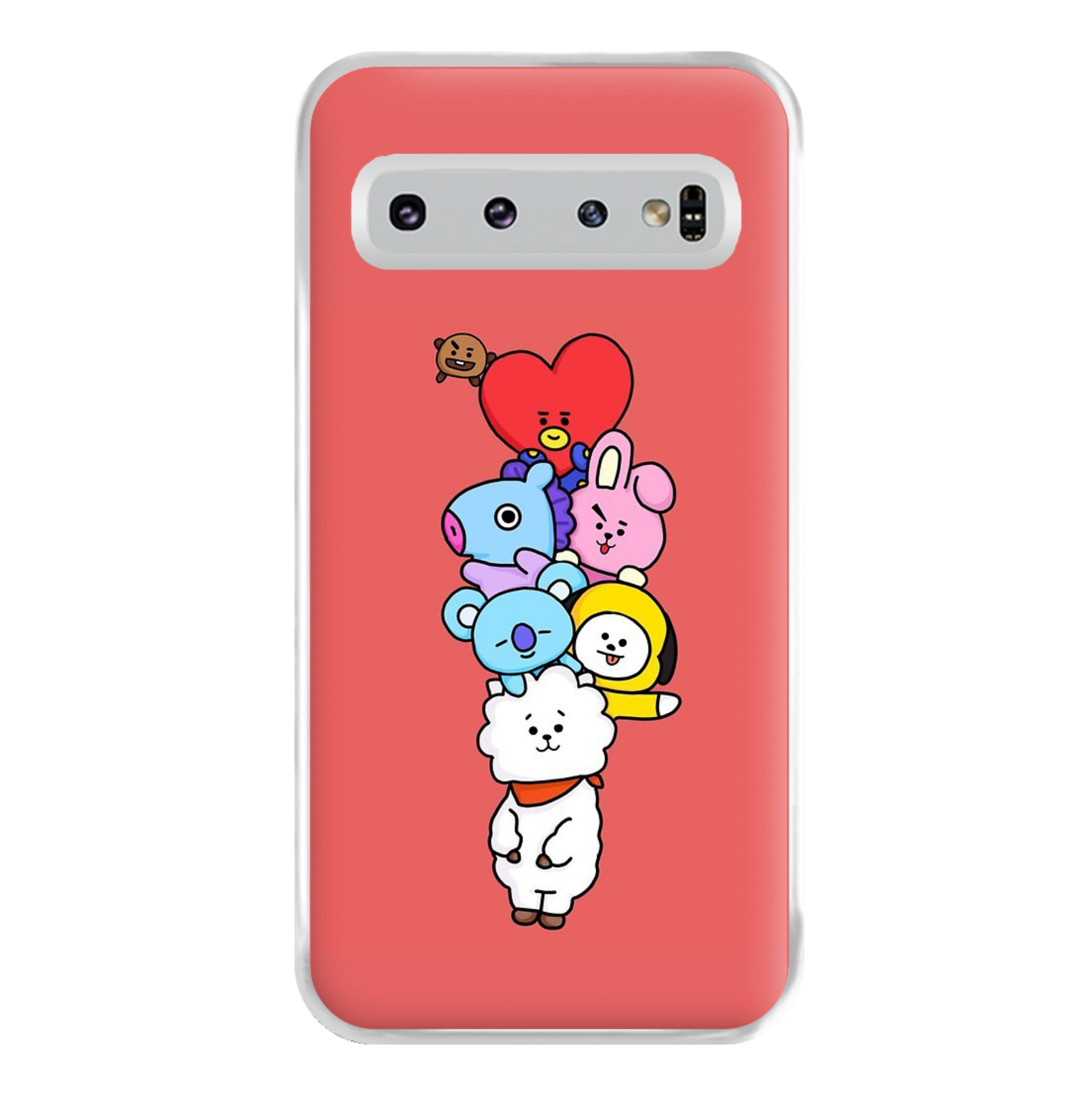 Red BT21 - RJ, Mang, Koya, Chimmy, Cooky, Shooky, Tata - K Pop Phone Case