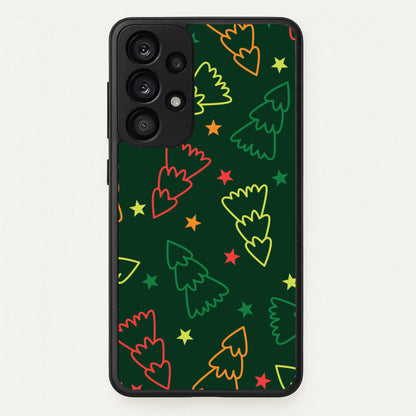 Colourful Christmas Tree Outlines Pattern Galaxy A53 Case