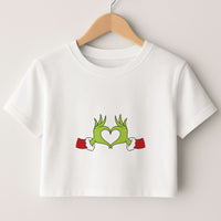 Christmas Green Heart Crop top