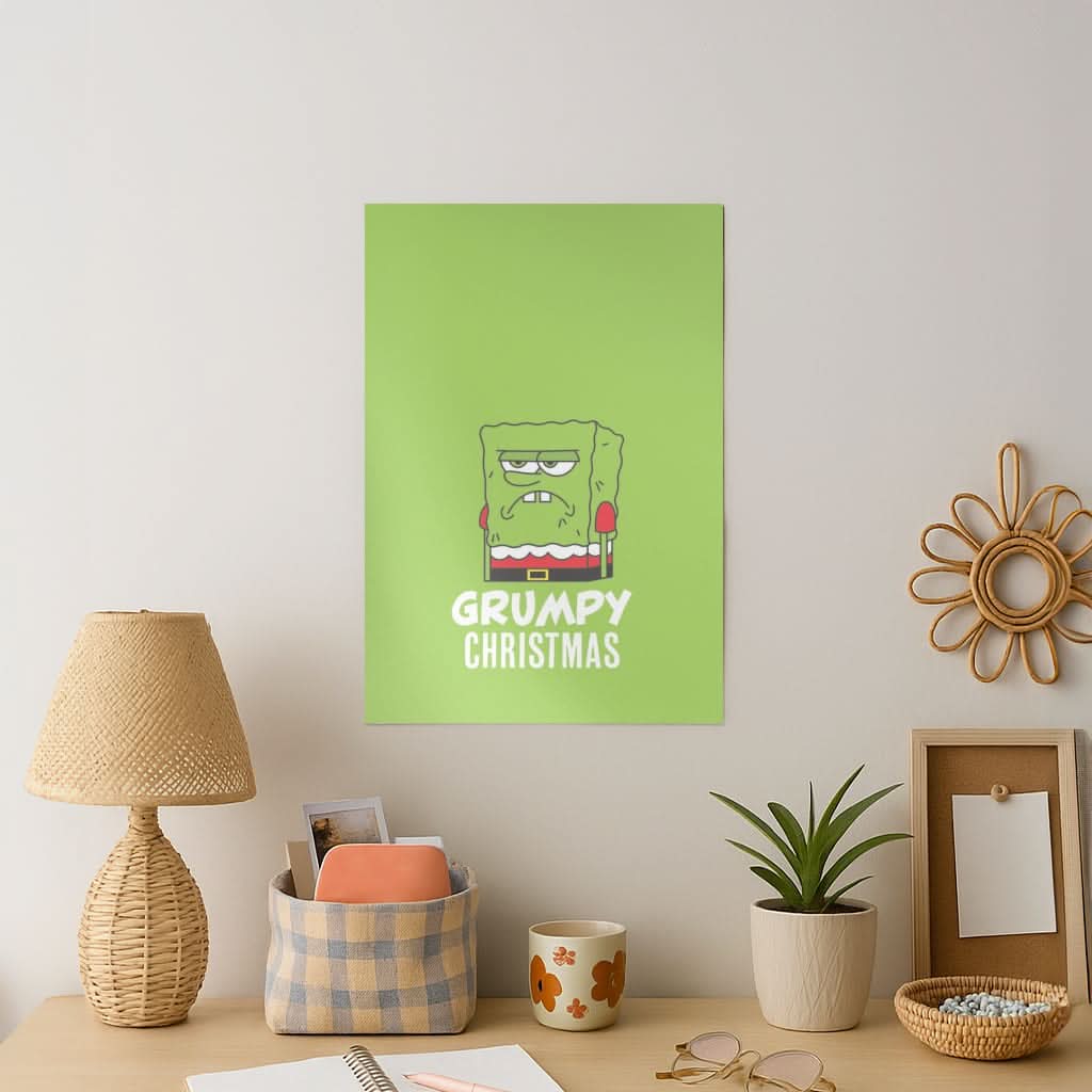 Grumpy Christmas Cartoon Sponge Art Print