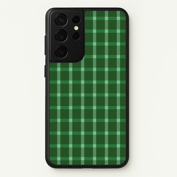 Dark Green Tartan Christmas Pattern Galaxy S21 Ultra Case