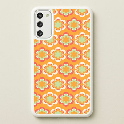 Orange Retro Flowers Pattern  - Abstract Patterns Phone Case for Galaxy S20