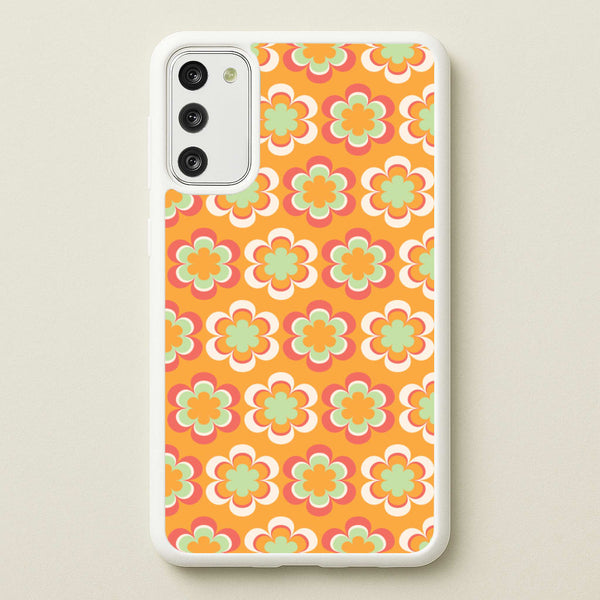 Orange Retro Flowers Pattern  - Abstract Patterns Phone Case for Galaxy S20