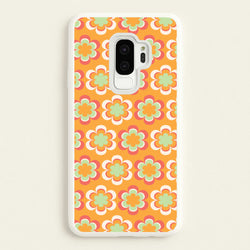 Orange Retro Flowers Pattern  - Abstract Patterns Phone Case for Galaxy S9 Plus