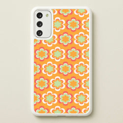 Orange Retro Flowers Pattern  - Abstract Patterns Phone Case for Galaxy S20FE