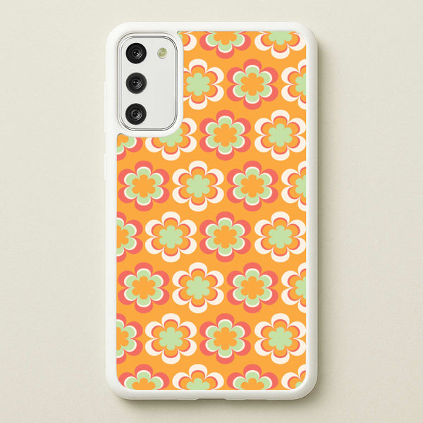 Orange Retro Flowers Pattern  - Abstract Patterns Phone Case for Galaxy S20FE