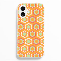 Orange Retro Flowers Pattern  - Abstract Patterns Phone Case for iPhone 16 Plus